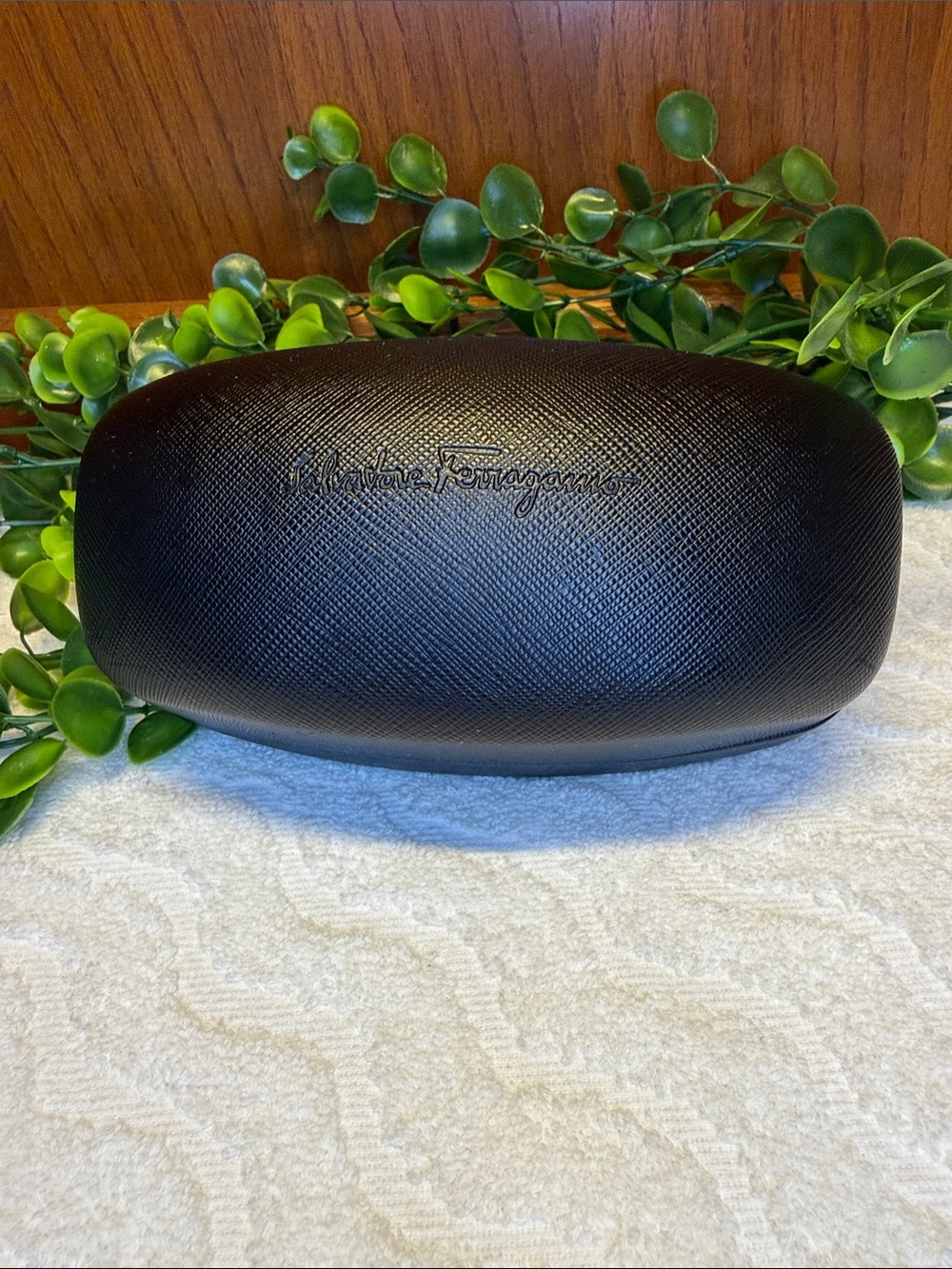 Salvatore Ferragamo Black Textured Eyewear Case